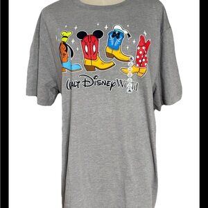 Walt Disney World Graphic Tee with Colorful Cowboy Boots large